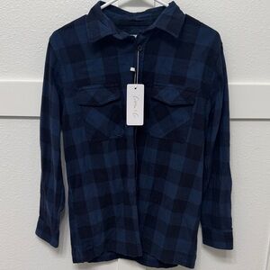 Kids Navy Plaid Button Down Shirt